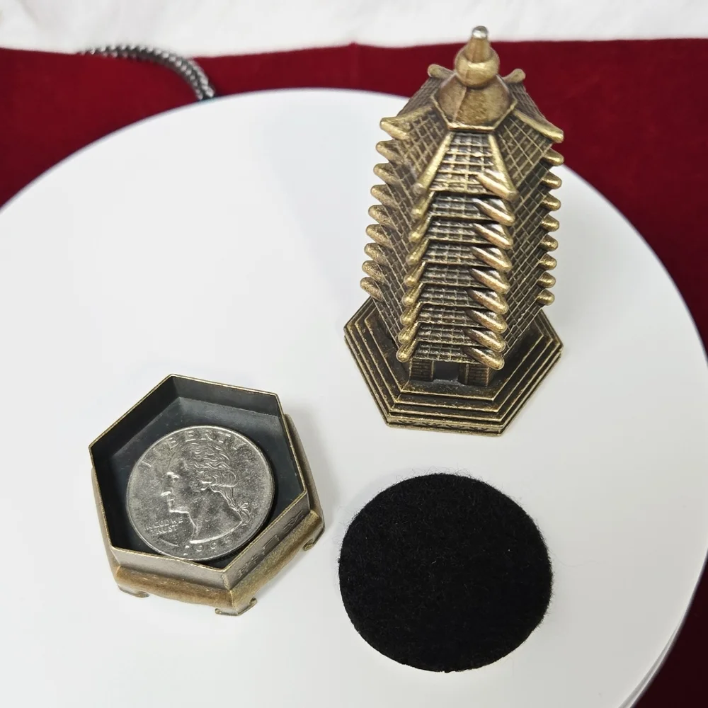 Mini Wenchang Pagoda Brass Incense Holder Feng Shui Study Desk Focus Zen Decor